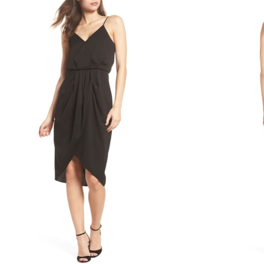 Chelsea28 Faux Wrap Dress. Black. Size 10.